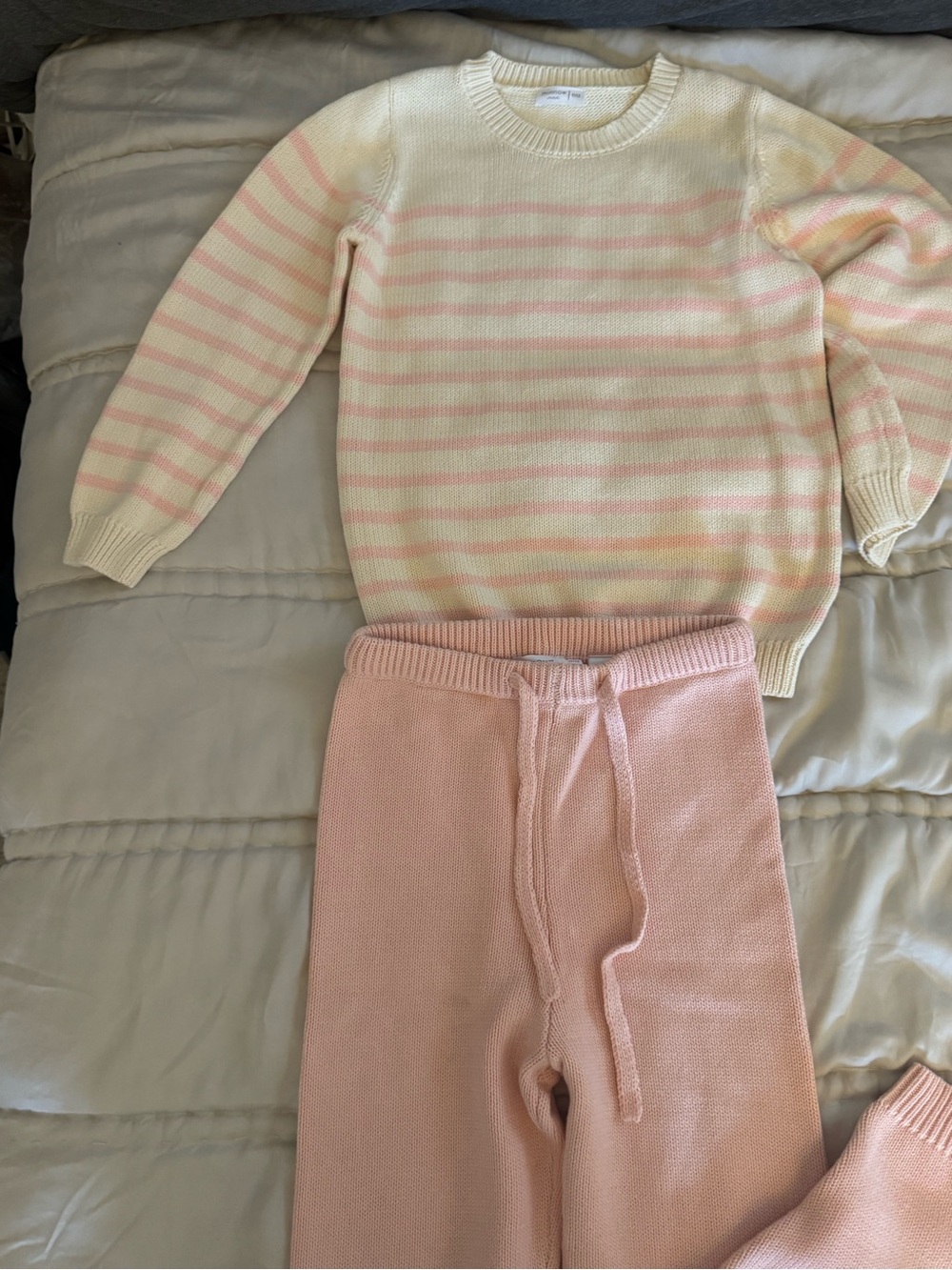 Minnow Soft Pink Stripe Knit Sweater & Pants Set - Kids. NWOT